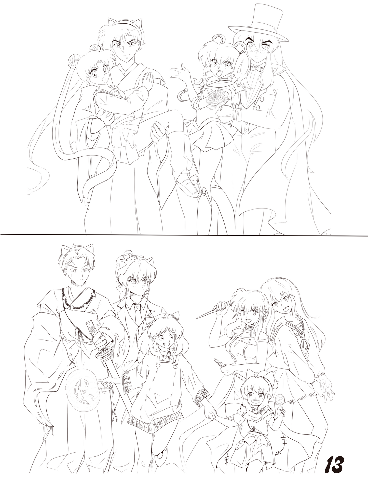 Inuyasha Line Art Coloring Book