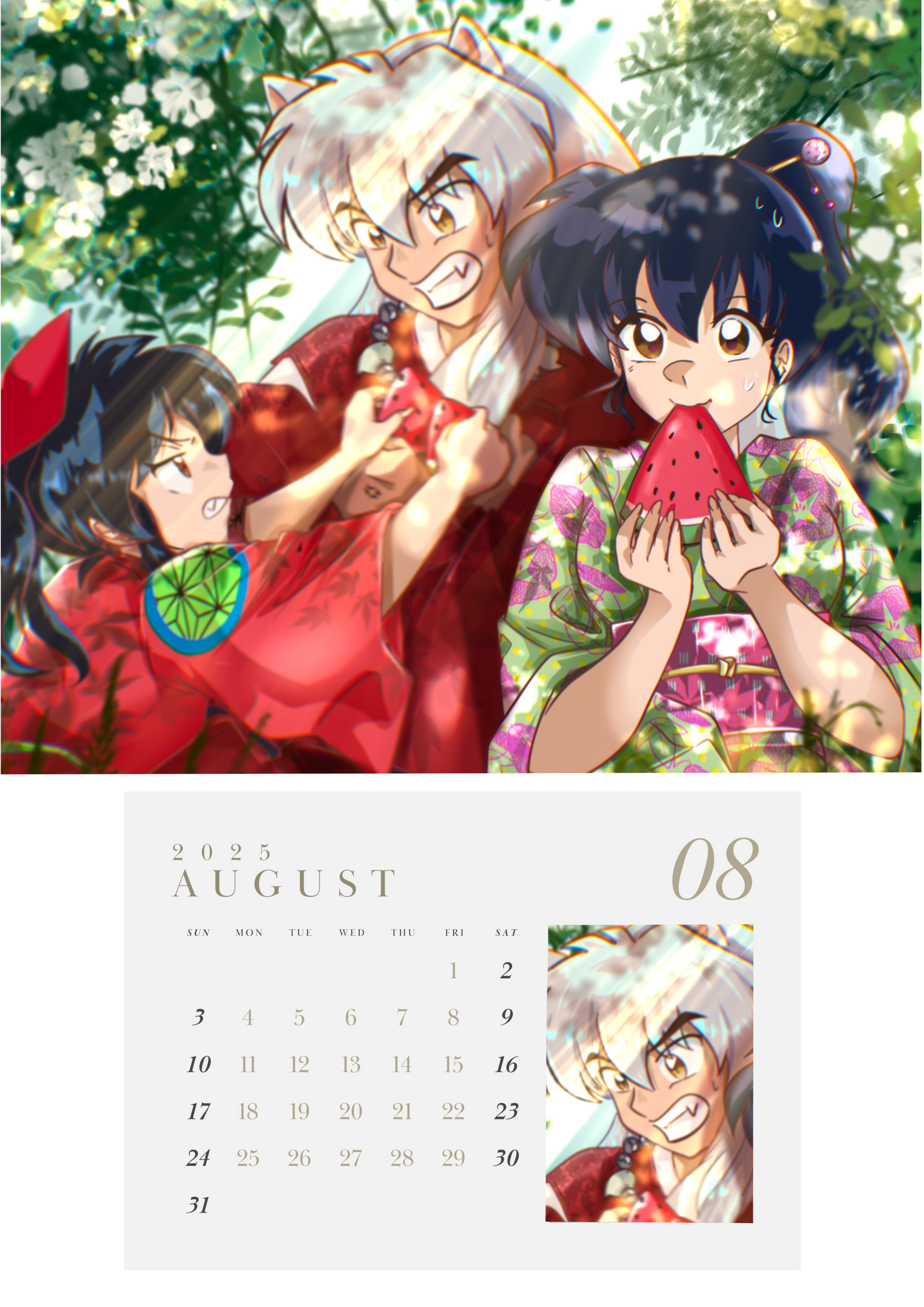 2025 Inuyasha Fanart Calendar