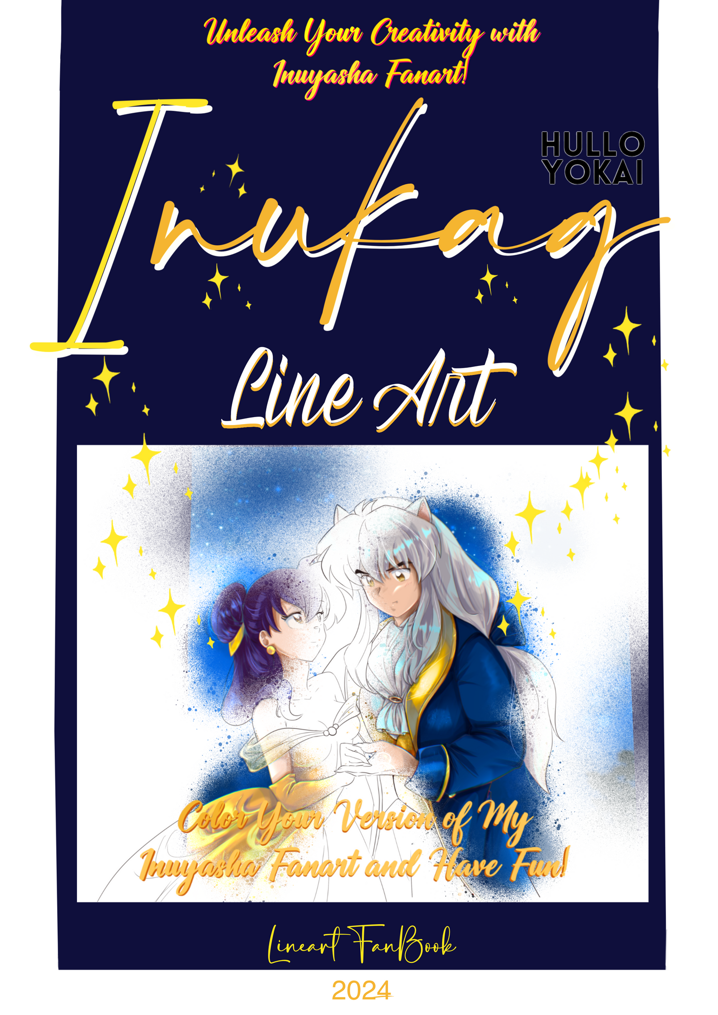 Inuyasha Line Art Coloring Book