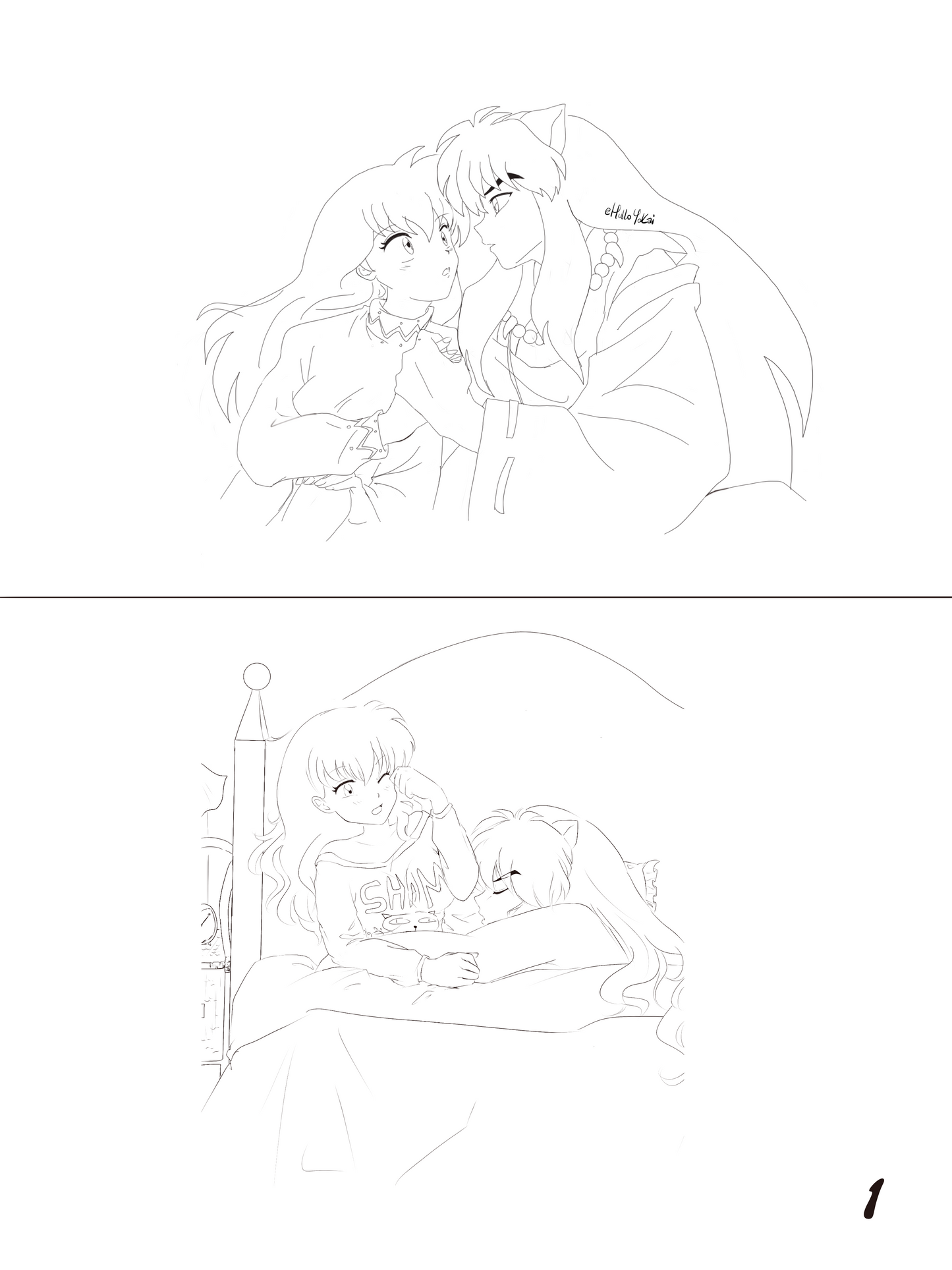 Inuyasha Line Art Coloring Book